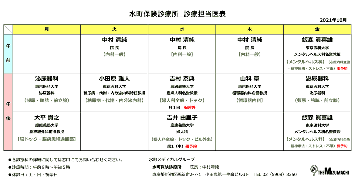 診療担当医表